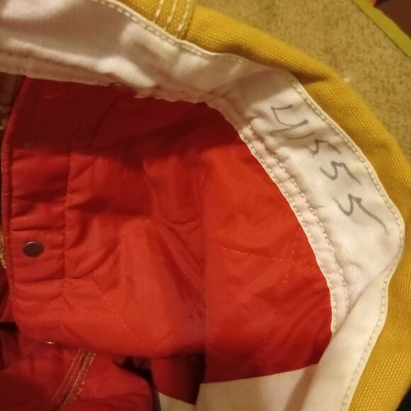 Vintage Carhartt Duck Bib Overalls 48x30 Red Quilted Insulated Double Knee "JOE" - Picture 9 of 16